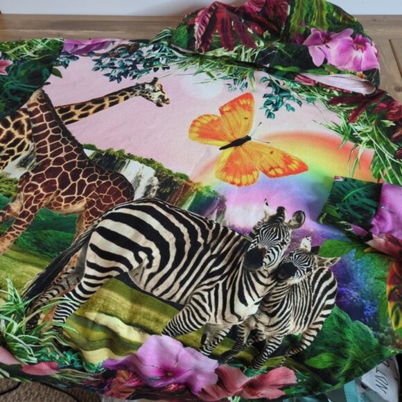 Desigual Oversized Tropical Print Colorful Hoodie Sweat Shirt - Picture 7 of 12